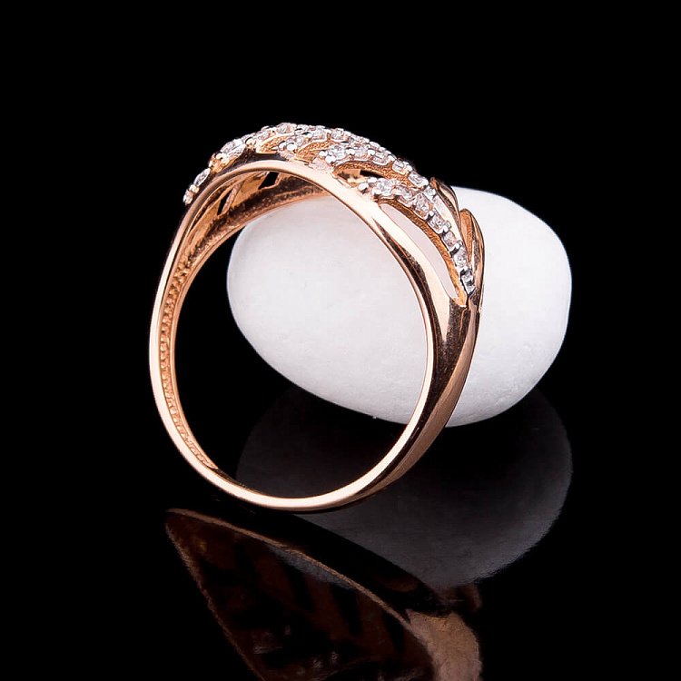 Золота каблучка (фіаніти) к03205 від ювелірного магазину Онікс - 1