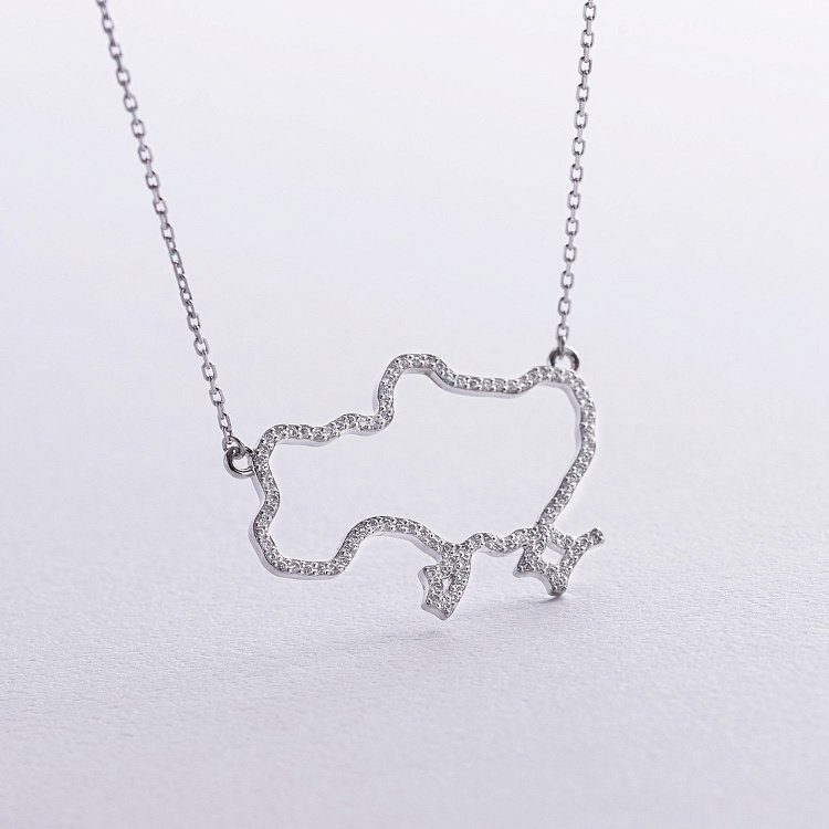 Золоте кольє "Карта України" з діамантами 729671121 від ювелірного магазину Онікс