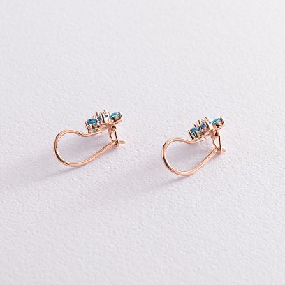 Сережки дитячі золоті "Квіточки" (фіаніт) с01243 №4