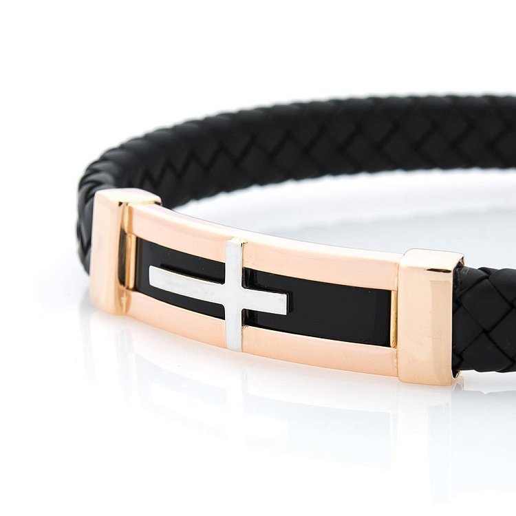 Каучуковый браслет с золотой застежкой (оникс) б03206 от ювелирного магазина Оникс - 1