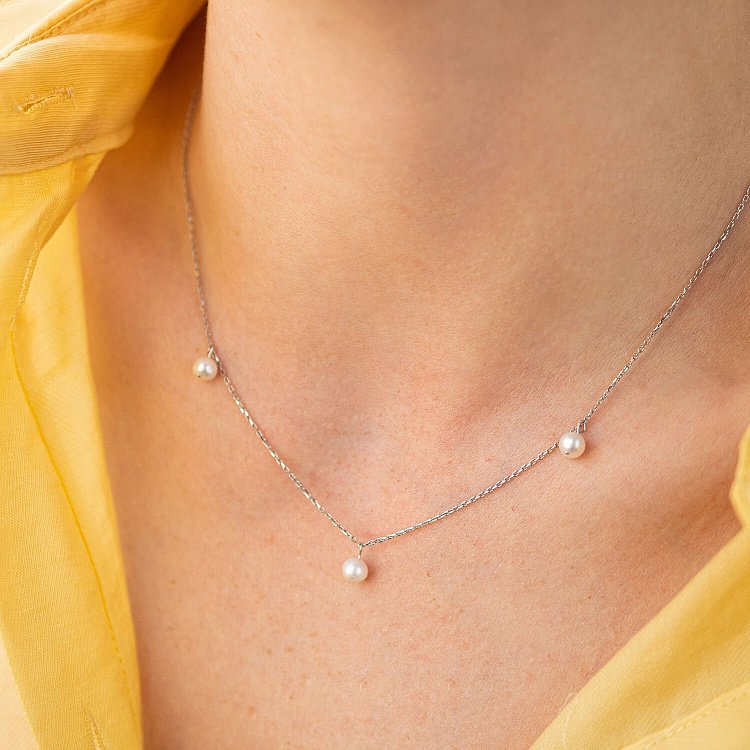 Колье с жемчугом (белое золото) кол02399 от ювелирного магазина Оникс - 3