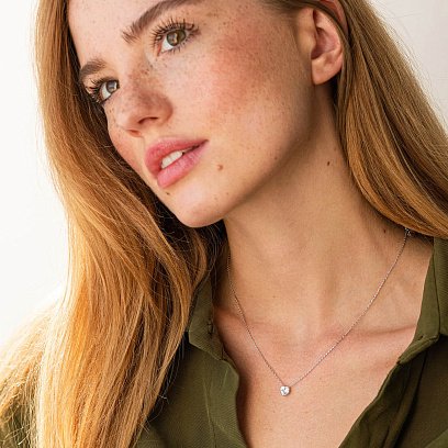 Кольє "Сердечко" з фіанітом (біле золото) кол02315 №2