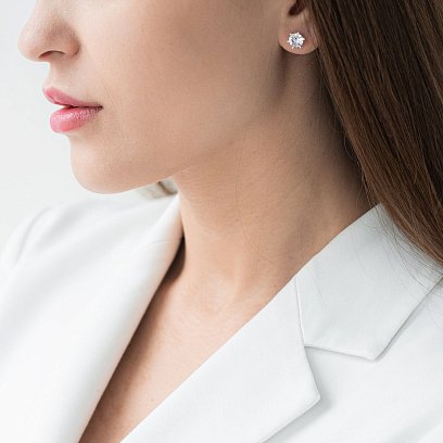 Срібні сережки - пусети з фіанітами 122333 №2