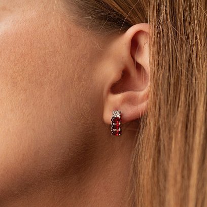 Серебряные серьги с пиропами и фианитами GS-02-063-4110 №2
