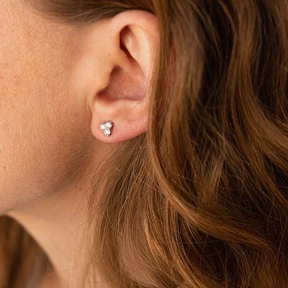 Золоті сережки - пусети з діамантами сб0402mi №2