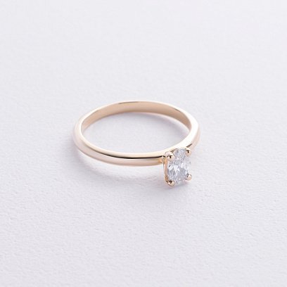 Заручальна каблучка в червоному золоті (фіаніт овал) к08198 №3