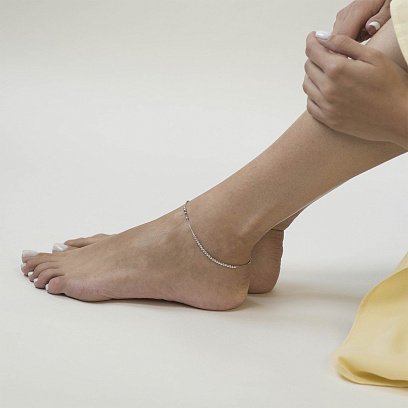 Срібний браслет "Кульки" на ногу 141487 №4