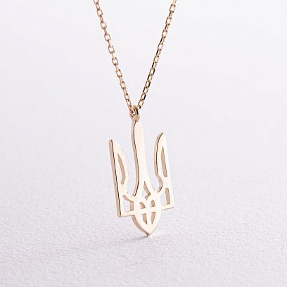 Кольє "Герб України - Тризуб" у жовтому золоті (великий) кол02415 №6