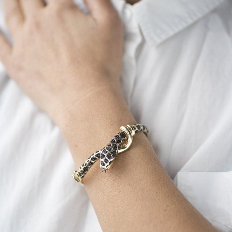 Золотой браслет "Ящерица" (фианиты) б03926 от ювелирного магазина Оникс - 4