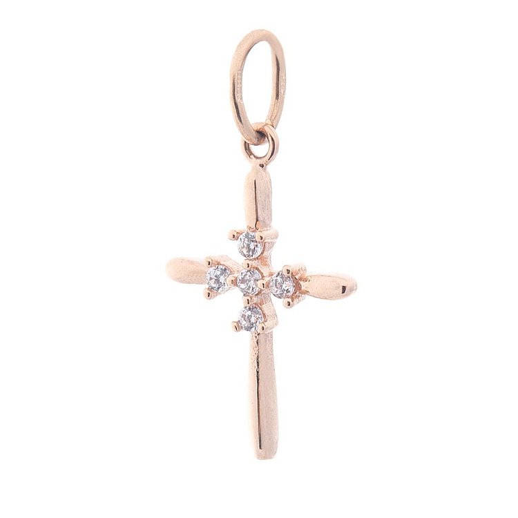 Золотий хрестик з фіанітами п01893 від ювелірного магазину Онікс