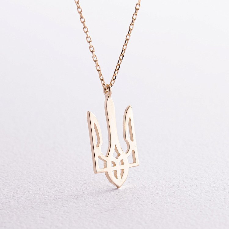 Кольє "Герб України - Тризуб" у жовтому золоті (великий) кол02415 від ювелірного магазину Онікс - 9