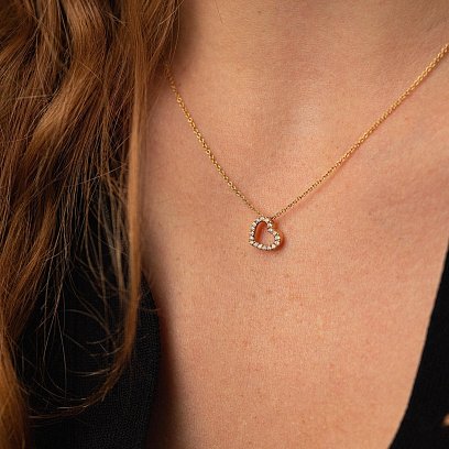 Золотое колье "Сердечко" с бриллиантами колб0079ca №4