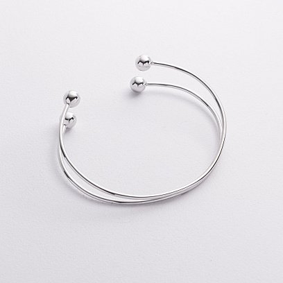 Жорсткий браслет "Кульки" (біле золото) б05580 №5