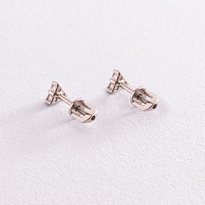 Золоті сережки - пусети "Трикутники" з фіанітами с02411 №4