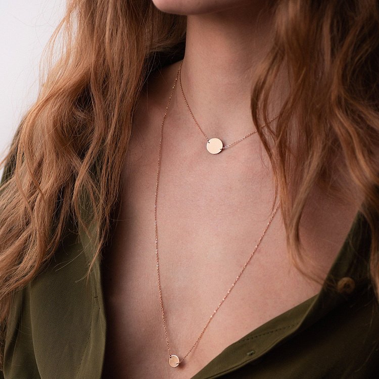 Двойное золотое колье "Монетки" 860348 от ювелирного магазина Оникс