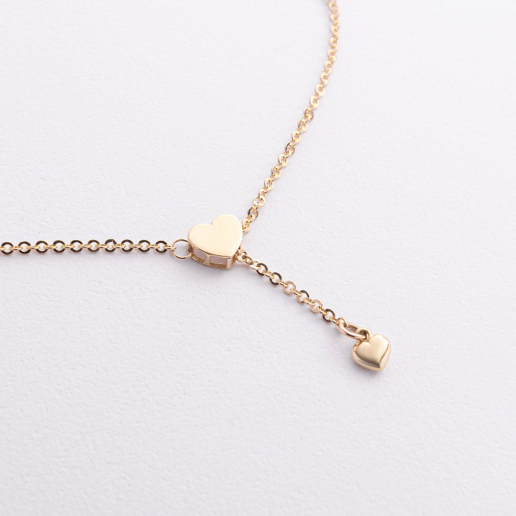 Кольє - краватка "Сердечко" у жовтому золоті (регульована довжина) кол02599 від ювелірного магазину Онікс - 2