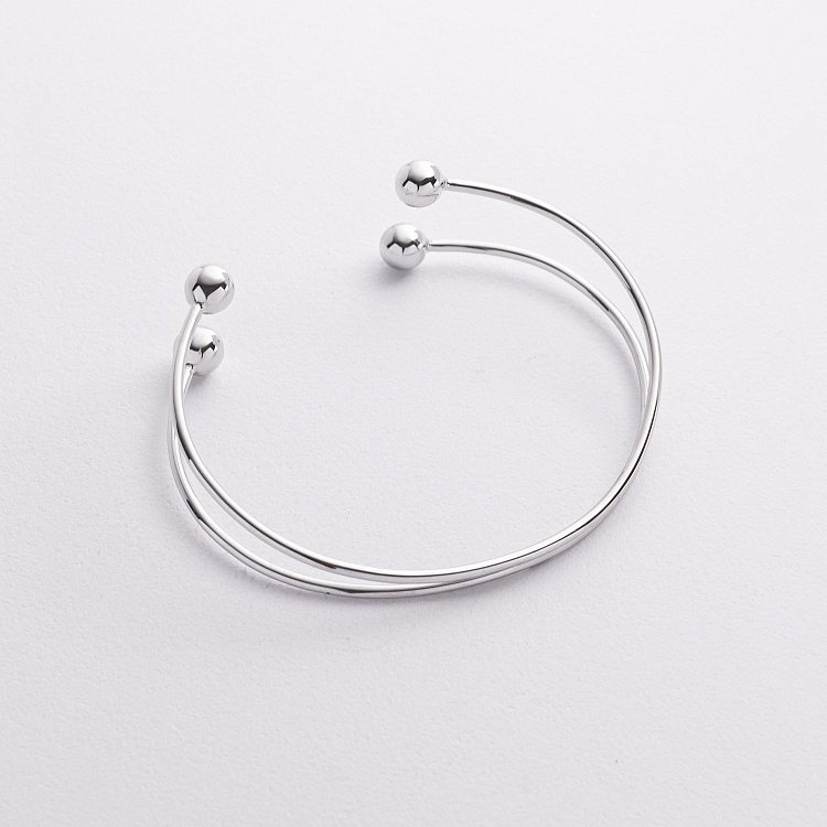 Жорсткий браслет "Кульки" (біле золото) б05580 від ювелірного магазину Онікс - 4