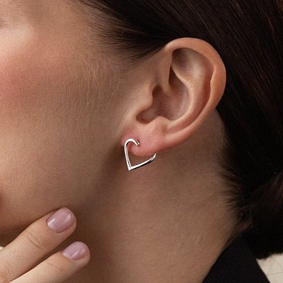 Сережки - пусети "Сердечки" у сріблі 123279