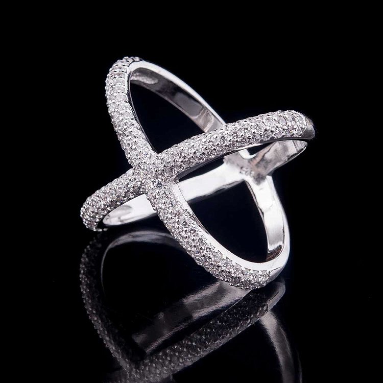 Срібний перстень з фіанітами 111816 від ювелірного магазину Онікс - 2