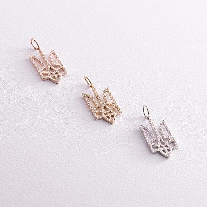 Кулон "Герб Украины - Тризуб" с бриллиантами (белое золото) 129871121 №6