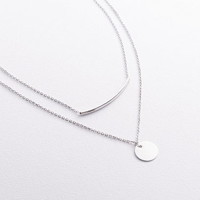 Двойное серебряное колье "Монетка" 908-01104 №2