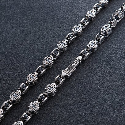 Чоловічий срібний ланцюжок "Врятуй і Збережи" з фіанітами 1000 №3