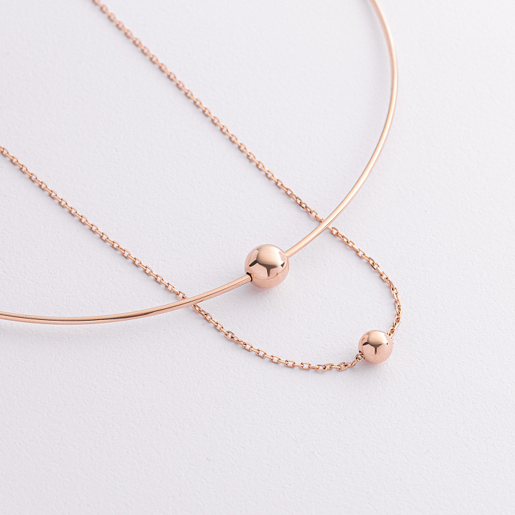 Кольє - чокер "Ashley" (червоне золото) з кульками кол02650 від ювелірного магазину Онікс - 2