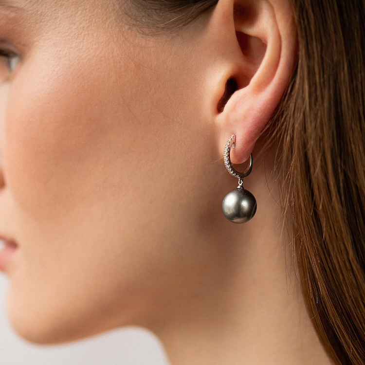 Золоті сережки з діамантами і перлами сб0378 від ювелірного магазину Онікс - 3