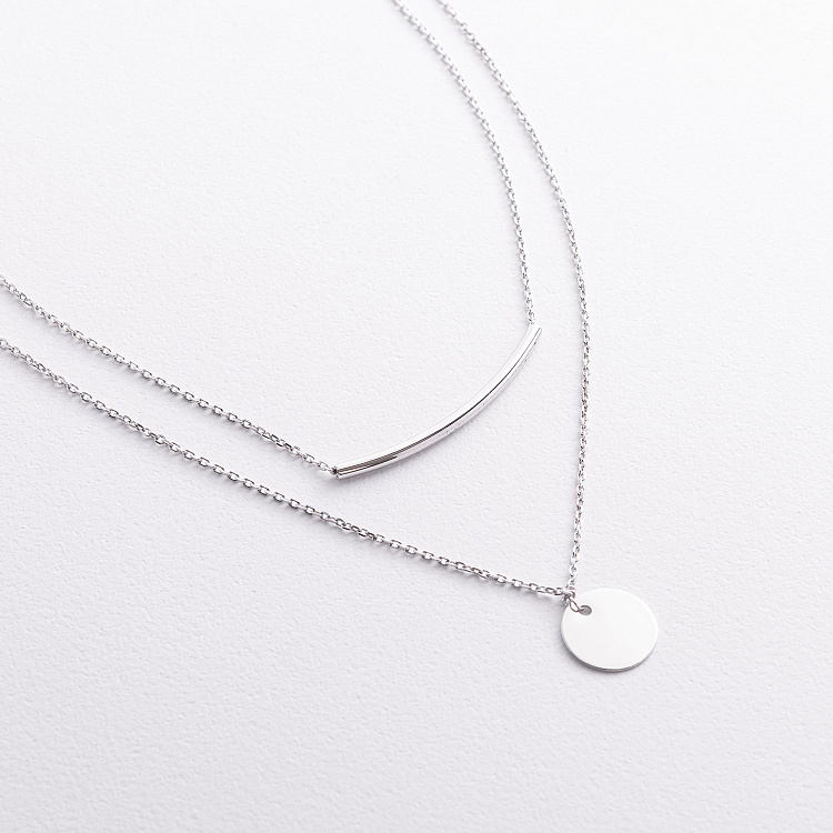 Двойное серебряное колье "Монетка" 908-01104 от ювелирного магазина Оникс - 1