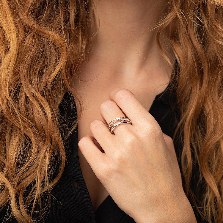 Золота каблучка з діамантами кб0178са від ювелірного магазину Онікс - 1