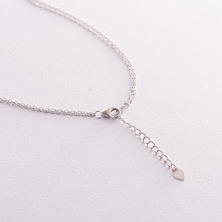 Серебряное колье "Клевер" (полимер, фианиты) 181232 от ювелирного магазина Оникс - 4