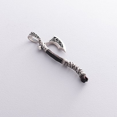 Серебряный кулон "Секира Перуна" с эбеном 1124 №12