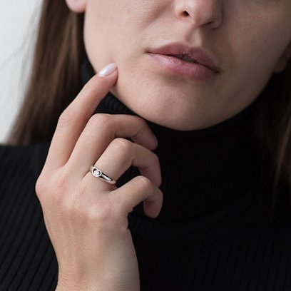 Золотое кольцо Сердце с фианитом к06477 №2