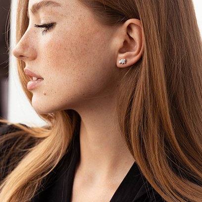 Сережки - пусети "Карта України" у білому золоті с08012 №5