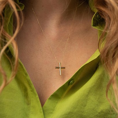 Кольє з хрестиком у жовтому золоті кол02355 №3