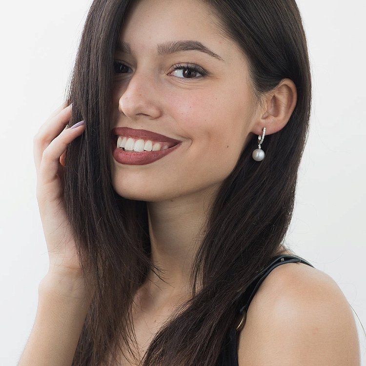 Золотые серьги с культивированными жемчужинами и бриллиантами сб0041aj от ювелирного магазина Оникс - 2