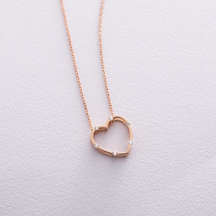 Золоте кольє "Серце" (фіаніт) кол01603 від ювелірного магазину Онікс