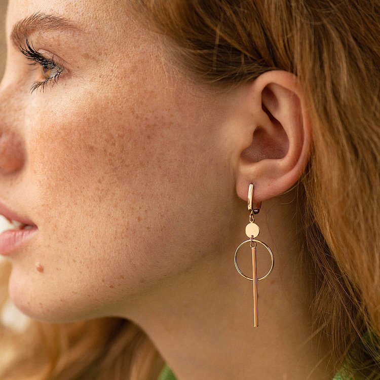 Серьги "Геометрия" в красном золоте с08152 от ювелирного магазина Оникс - 3