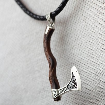 Срібний кулон "Сокира" з деревом 7046топ №10