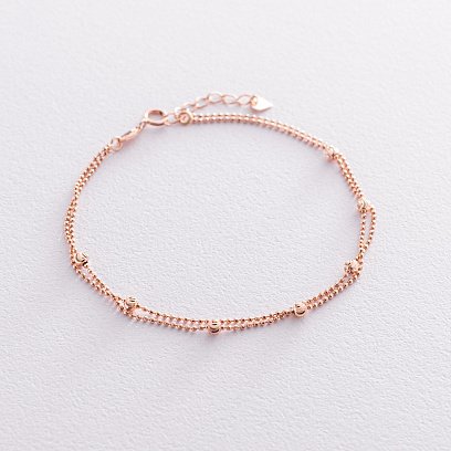 Двойной браслет "Шарики" в красном золоте б04699