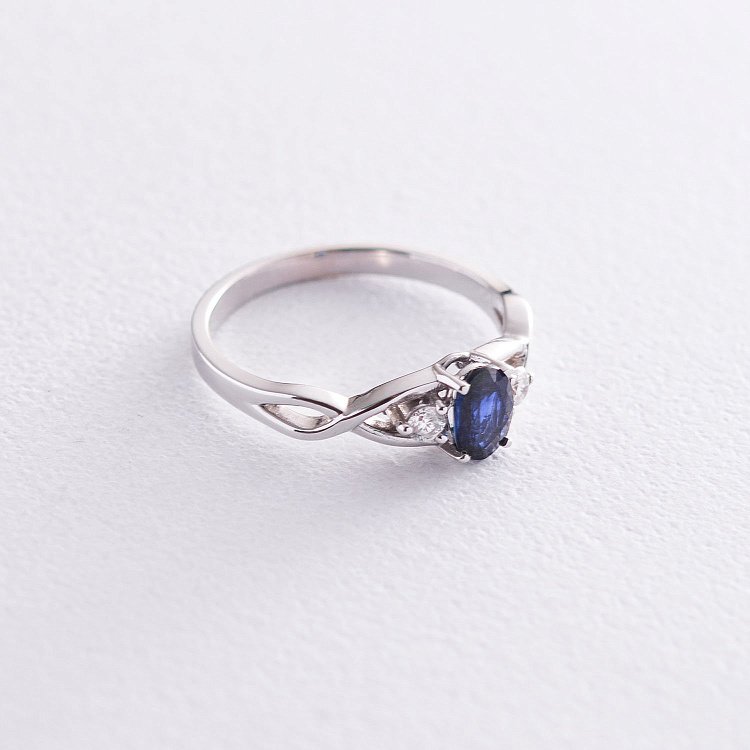 Золота каблучка з діамантами і сапфіром кб0046 від ювелірного магазину Онікс - 2