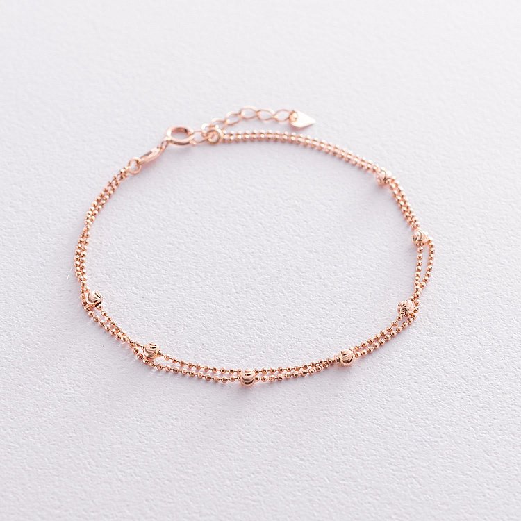 Двойной браслет "Шарики" в красном золоте б04699 от ювелирного магазина Оникс