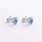 Сережки - пусети "Сердечки" у білому золоті (діаманти, топази) сб0702ca от ювелирного магазина Оникс - 1