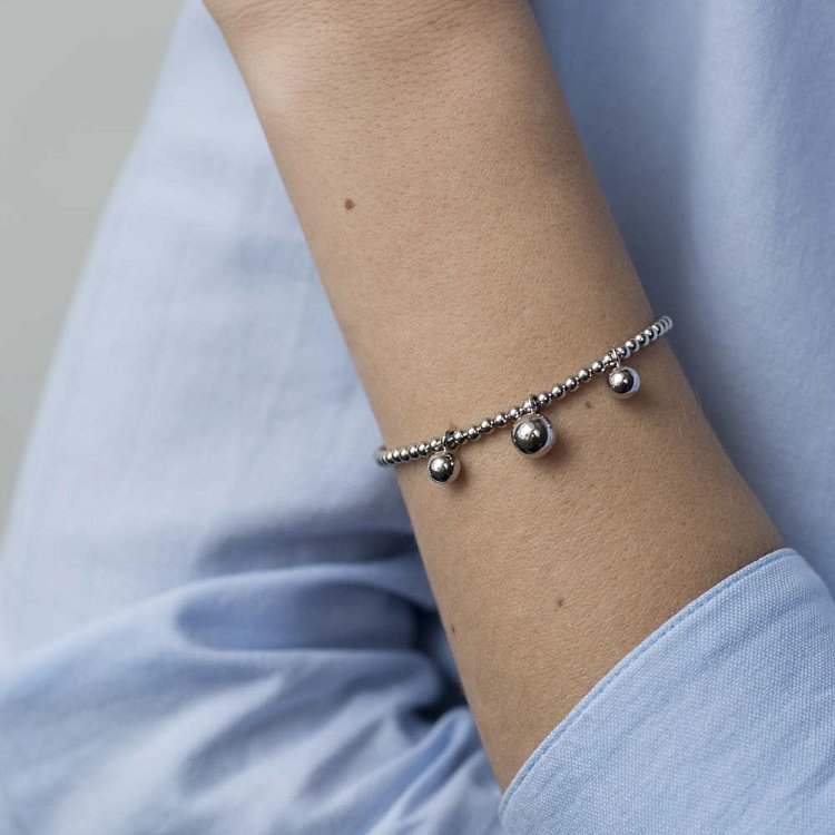Серебряный браслет "Шарики" 141204 от ювелирного магазина Оникс