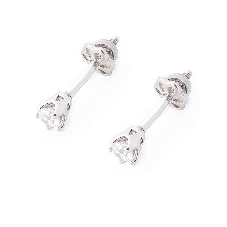 Срібні сережки-пусети з фіанітами 121889 від ювелірного магазину Онікс