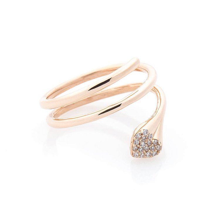 Золота каблучка "Сердечко" з фіанітами к05542 від ювелірного магазину Онікс - 1