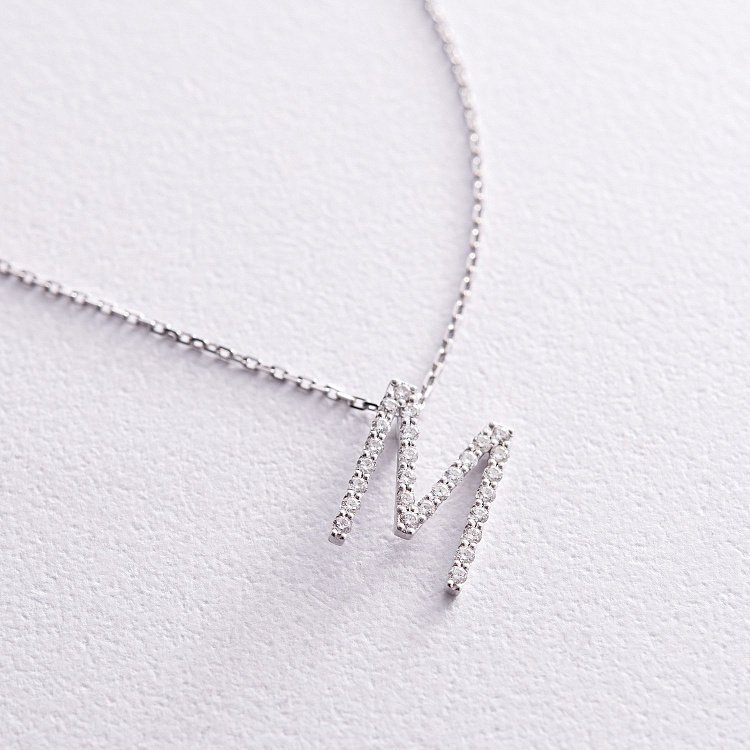 Золоте кольє з літерою " М" з діамантами 133591121 від ювелірного магазину Онікс - 5