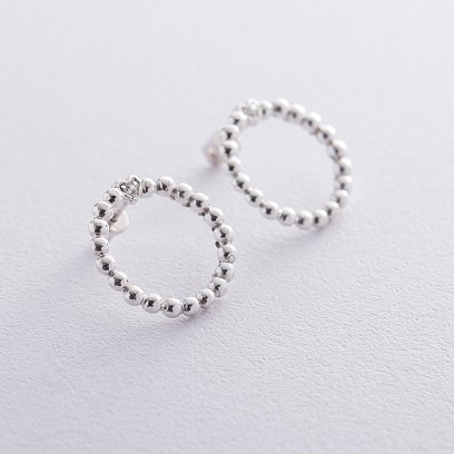 Срібні сережки - пусети "Коло з сердечком" 122546 №3