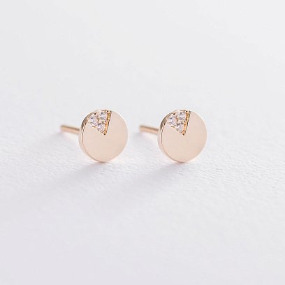 Золоті сережки-пусети з фіанітами с06765