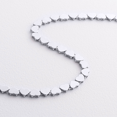 Браслет "Сердечки" в белом золоте б05784 №3